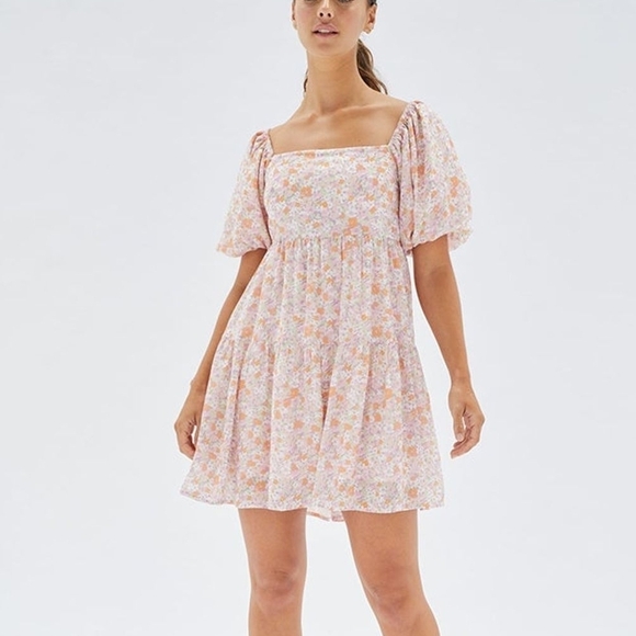 Mink Pink Versaille Mini Puff Sleeve Floral Dress Size Small New With Tags - Picture 2 of 12